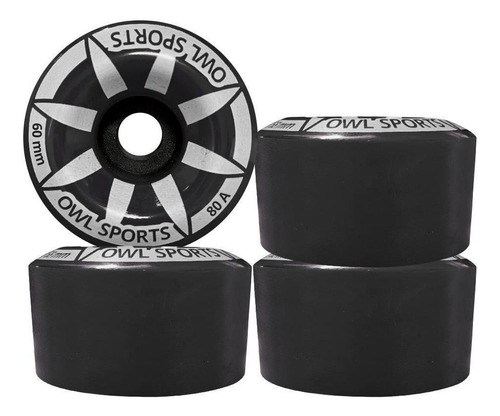 Jogo 4 Rodas Para Patins Quad Owl Sports 60 Mm 80a Preto