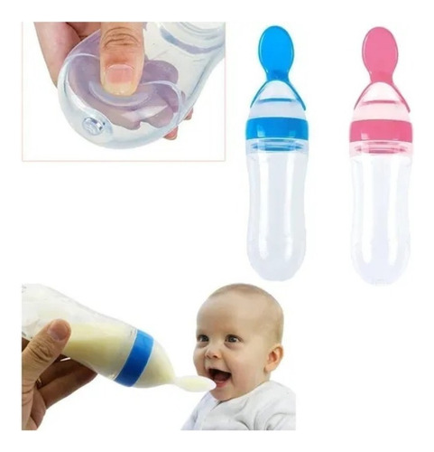 Cuchara Dispensadora ,para Sopas Jugos Y Papillas Para Bebés Color Azul