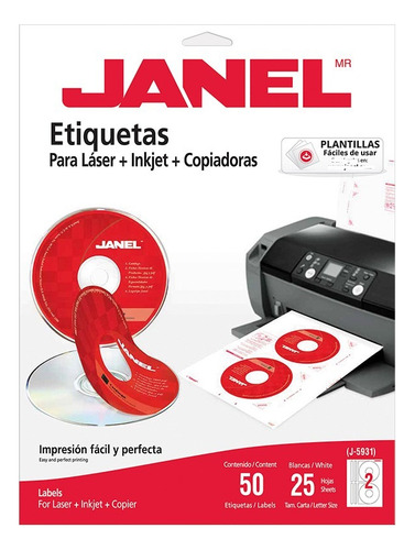 Etiqueta Blanca Janel Para Cd/dvd 25hjs 50etiq 108593110 /vc