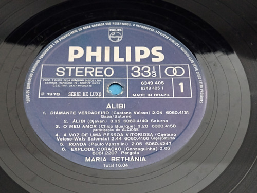 Lp Maria Bethânia - Álibi - C/ Encarte / Mpb (a2) (Usado)