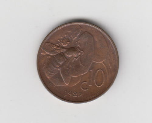 Moneda Italia 10 Centesimi Año 1922 Excelente
