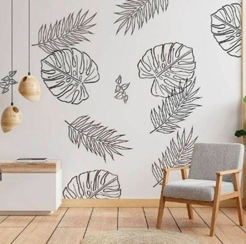 Plantilla Stencil Outline Hojas 1 Tropicales 40x40 Hyn