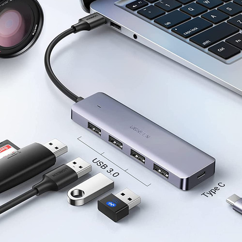 Hub Adaptador Ugreen 4 Portas Usb 3.0 Velocidade Até 5gbps Gris 509850