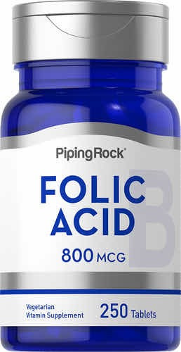 Acido Fólico 800 Mcg X 250 Tabletas Veg. - Piping Rock