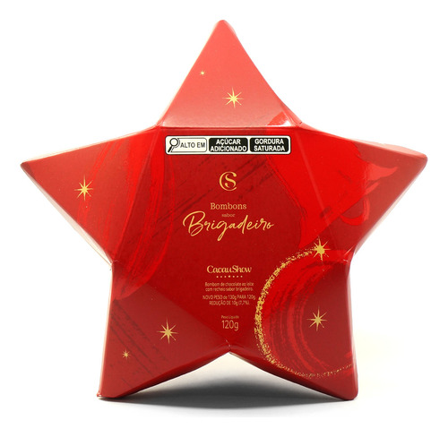 Estrela Natal 120g Cacau Show chocolate ao leite com brigadeiro caixa 120 g 30 u