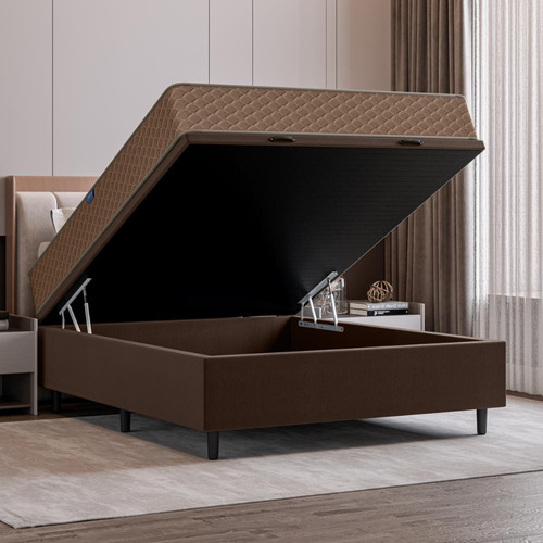 Cama Box Baú Casal Marrom 138x188x66 Eliana Umaflex
