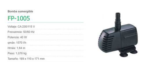 Bomba Sumergible Jad Fp-1006 1570 L X 1.64m H Con Filtro