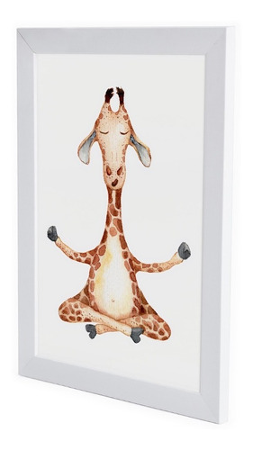 Quadro Para Quarto Infantil Bebe Girafa C/ Moldura Animais