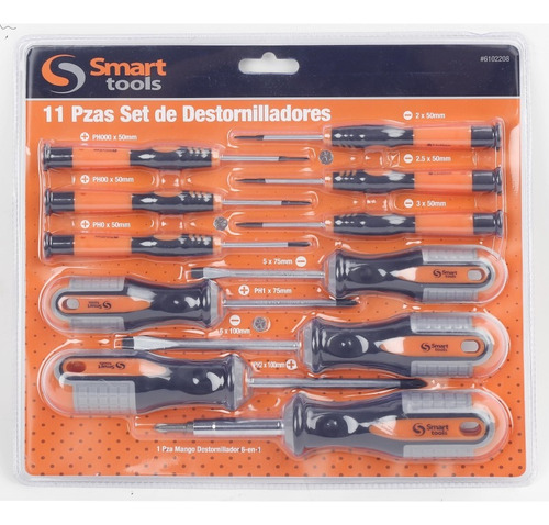 Juego Destornilladores Phillips/planos 11 Piezas Smart Tools