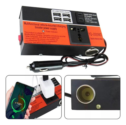 Inversor De Voltaje Auto Convertidor Corriente 12v 220v 1.5k