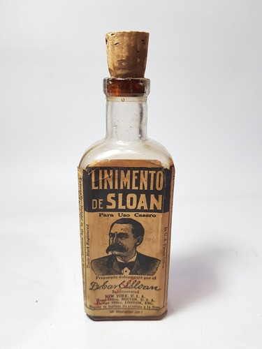 Antiguo Frasco Bálsamo Sloan Tapa Corcho C/ Cont. Mag 56048