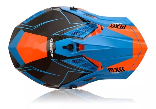 Casco motocross Acerbis Steel Carbon naranja azul