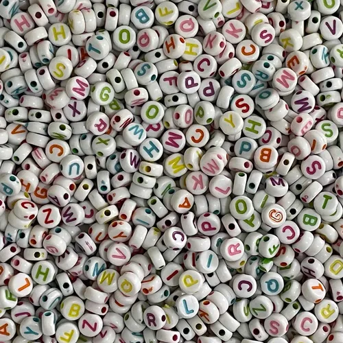 Letras infantiles de 7 mm, paquete de 500 g, aproximadamente 4000, longitud al por mayor de 4 mm, color blanco/color de 7 mm de diámetro