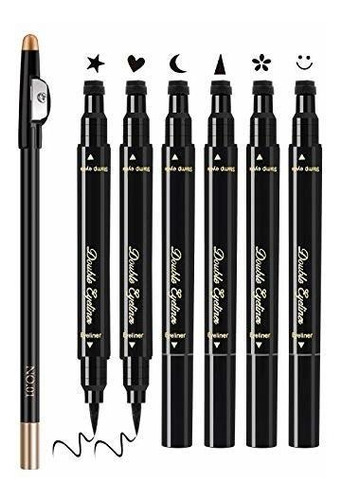 Delineadores - Eyeliner Stamps,7 Pcs Eyebrow Pencil Liquid E