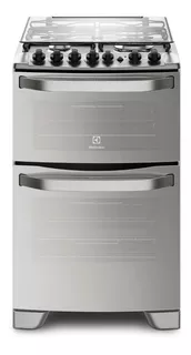 Cocina Electrolux Expert 56DXQ gas envasado 4 hornallas plata 220V puerta con visor 106.5L con horno doble