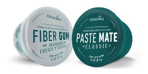 Pomada Cera Modeladora Paste Mate + Fiber Gum Ossono Set Kit