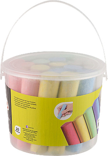 Balde De Tiza Grande 5 Colores (20 Tizas)