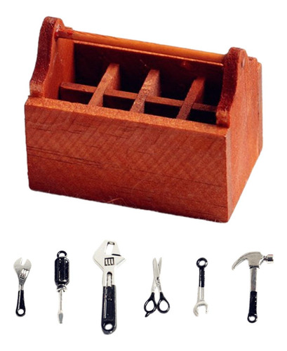 2 Caja De Herramientas De Madera 1/12, Herramientas Negras