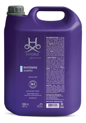Hydra Whitening Shampoo 5000 Ml Champú Blanqueador Para Perr