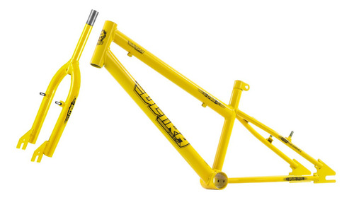 Quadro De Bicicleta Aro 20 Tipo Cross Rebaixado + Garfo Aço Cor Amarelo