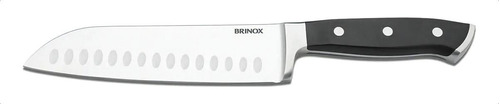 Cuchillo Santoku De Acero Inox Y Mango Abs Espiga Completa Color Negro