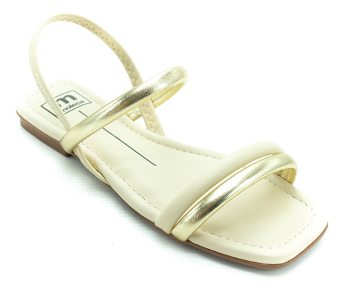 Sandália Feminina Moleca 5462.111 - Branco Off E Douradp