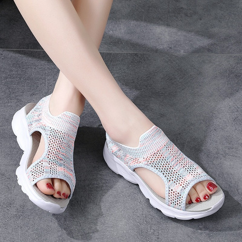 Sandalias De Punto Súper Cómodas, Suela Suave De Malla Para