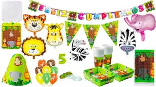 Kit Decoración Fiesta Infantil Selva Safari + Globos