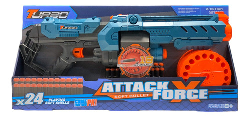 Pistola Turbo X24 Dardos Attack Force Con Mira Manual