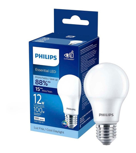 Foco Led 12w,philips Luz Fria,1310 Lumenes 100whats