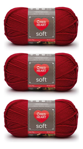 Red Heart Soft Really Red Yarn - Paquete De 3 Hilos De 4.97