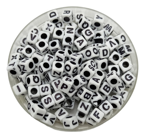 25gr Letras Cubo Plastico Blanco Y Negro Bijouterie Pulseras