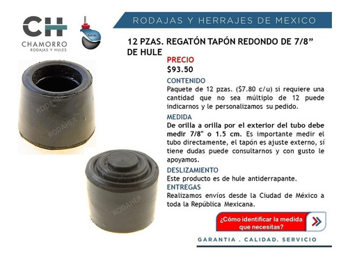 Regatón Tapón Barril De Hule De 7/8