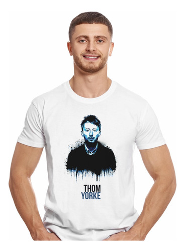 Polera Radiohead Thom Yorke Face Blue Rock Impresión Directa