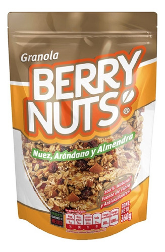 Berry Nuts Granola Con Nuez Arandano Y Almendras 360 Gr