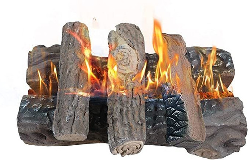 Skypatio Gas Fireplace Logs, 5 Piezas Ceramic Fiber Wood Lo