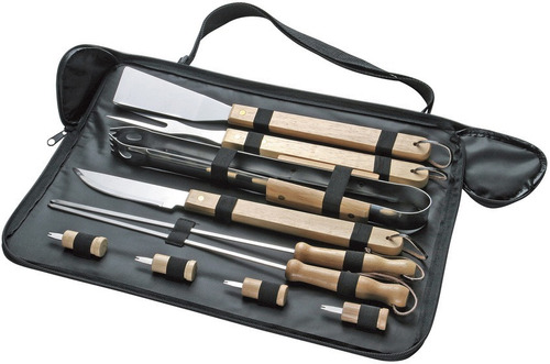 Set Kit Asado Parrilla Juego Asador Parrillero Con Estuche