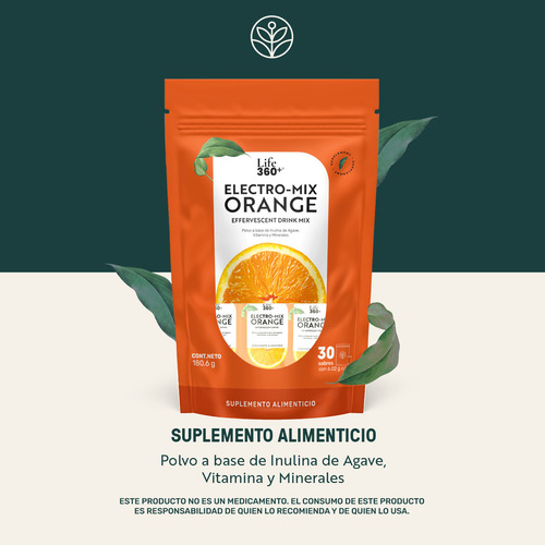 Life360+ Electro-mix Effervescent Drink Naranja 30 Sobres