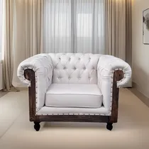 Comprar Sillon Chesterfield Rustic 1 Cuerpo Lino Premium Color Crudo