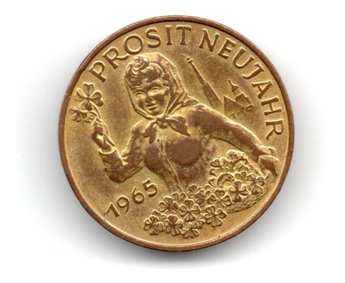 Austria Token Ficha De Juego 1965 Año Nuevo Suerte