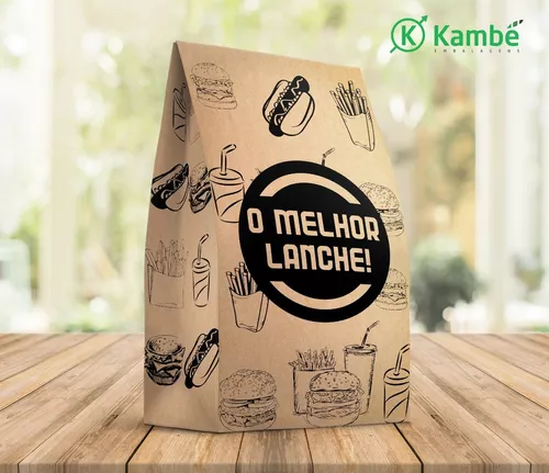 Kit De Hamburgueria Branco - Batata + Hambúrguer + Saco Kraft 100