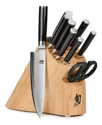 Shun Bloque Para Cuchillos De Madera Con 10 Cuchillos