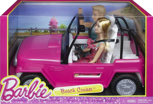 Coche Barbie Crucero De Playa Con Muñeca Barbie En Vestid...