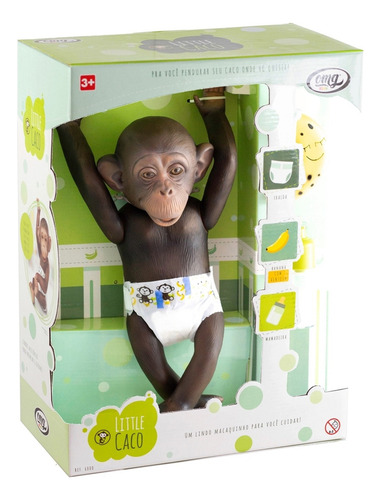 Boneco Macaco Little Caco Realista Com Bananinha - Omg Kids