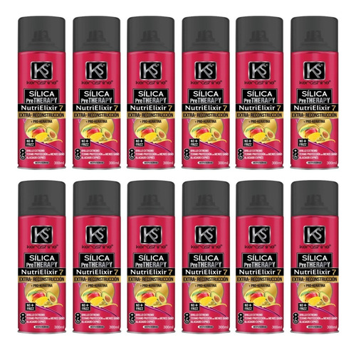 12 Pack Sílica Spray Kerashine Nutrielixir 300ml Termo Prote