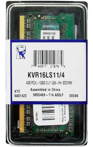 Imagen 8 de 8 de Memoria Ram Sodimm Kingston 4gb 1600mhz Ddr3l Cl11