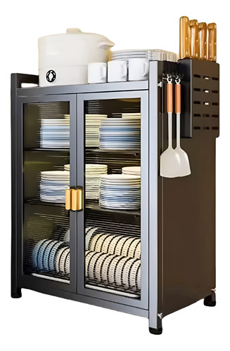 Estante Escurridor De Platos, Cocina Alacena 3 Niveles Negro