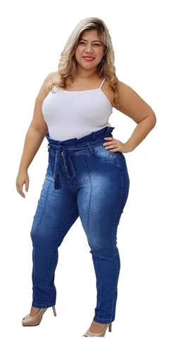 Calça Flare Jeans com Elastano Plus Size - Babadotop