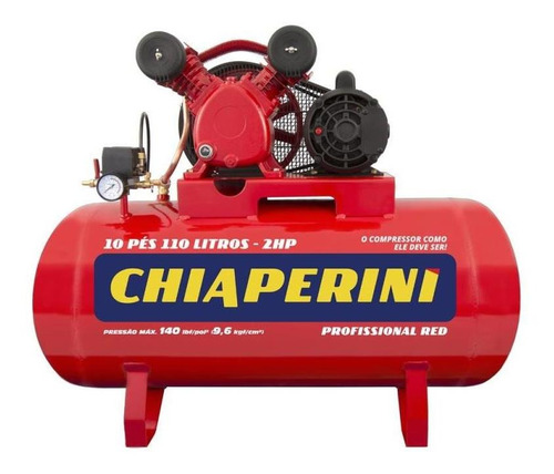 Compressor De Ar 10 Pés 110l 2hp 110/220v Red Chiaperini