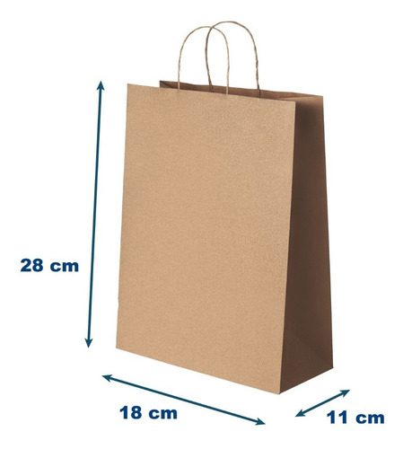 Sacola Papel Kraft - M2 - 18 X 28 X 11 - Liso - 100u